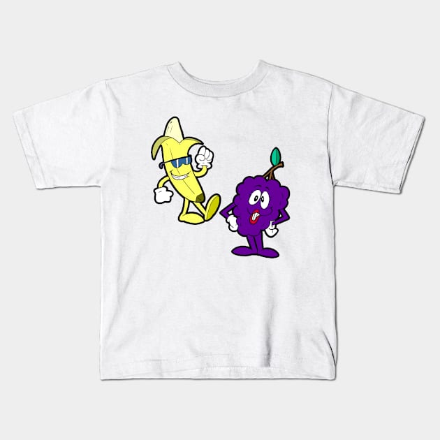 Bananas & Grapes Kids T-Shirt by DugglDesigns